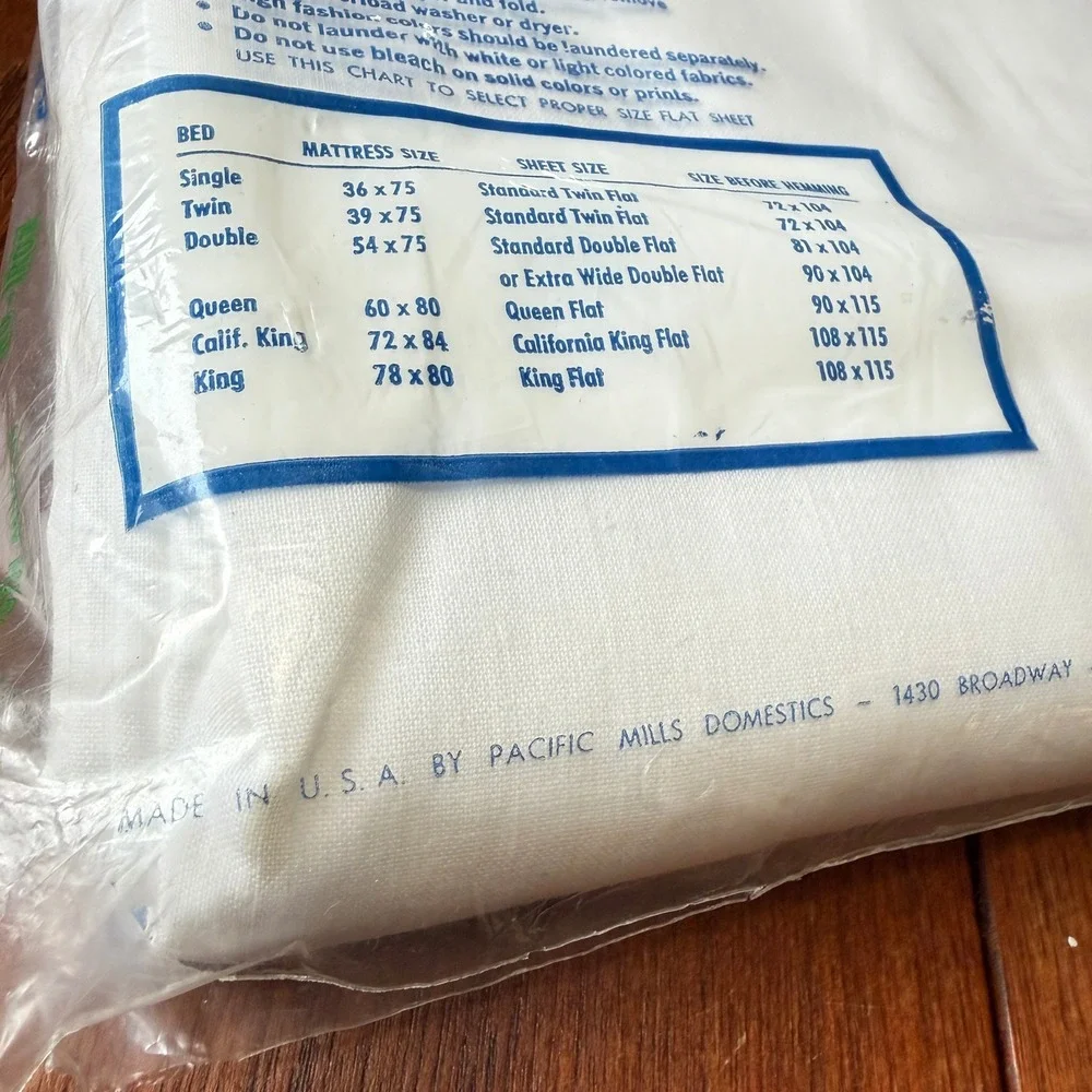 Pacific Vintage Twin Flat Sheet White No-Iron Muslin Permanent Press Made in USA